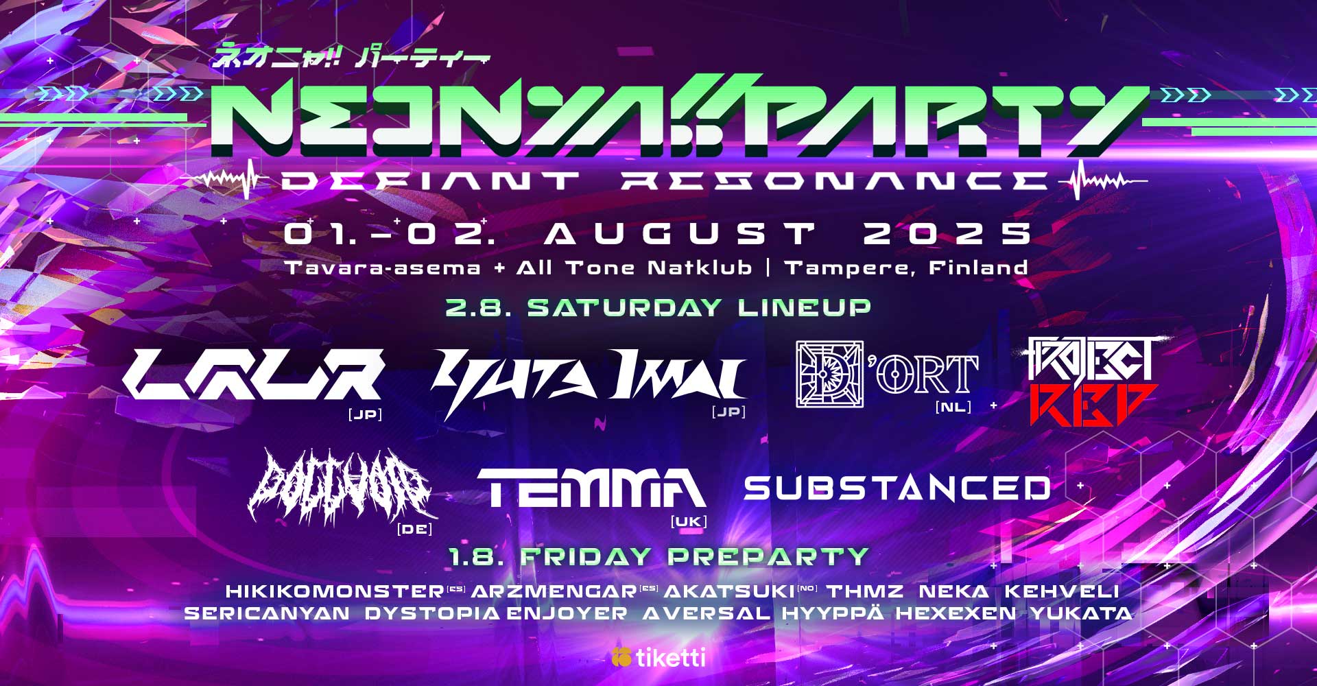DEFIANT RESONANCE August 1st-2nd 2025 at Tavara-asema & All Tone Natklub, Tampere