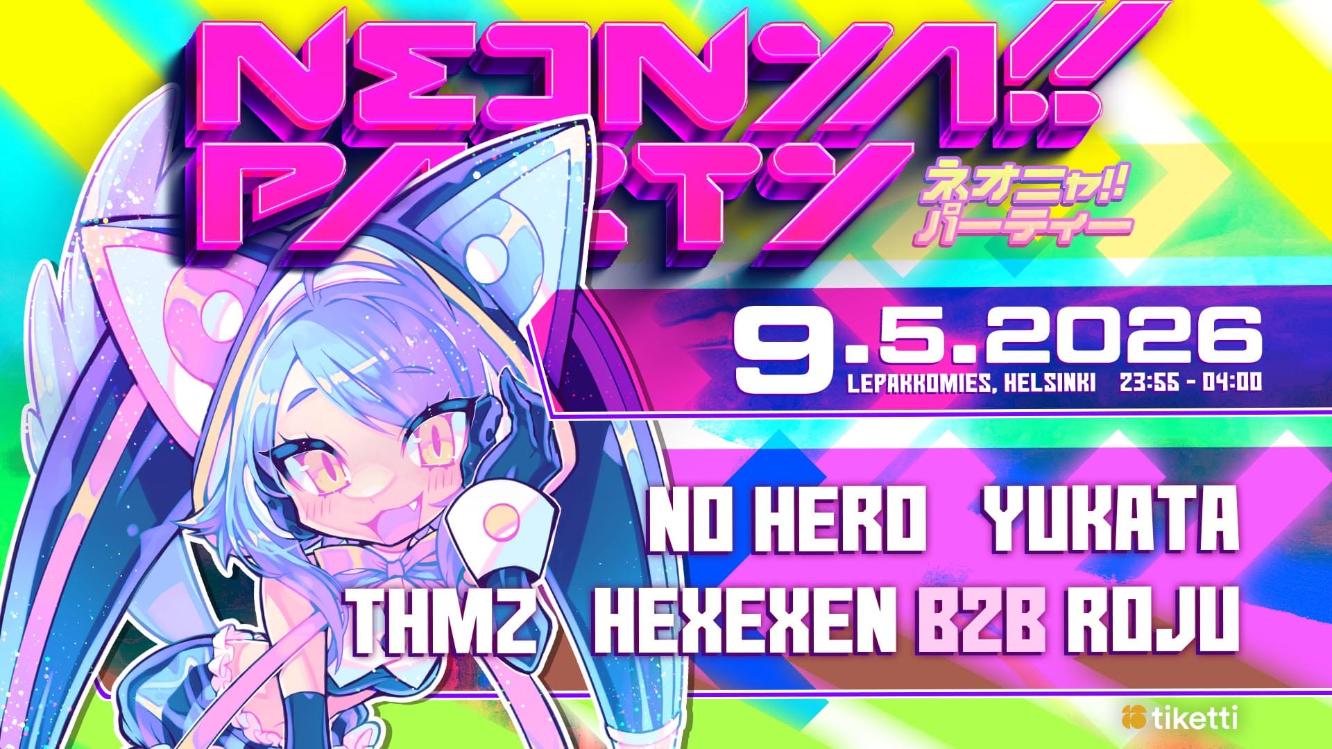 Neonya!! Party 9.5.2026 at Lepakkomies, Helsinki
