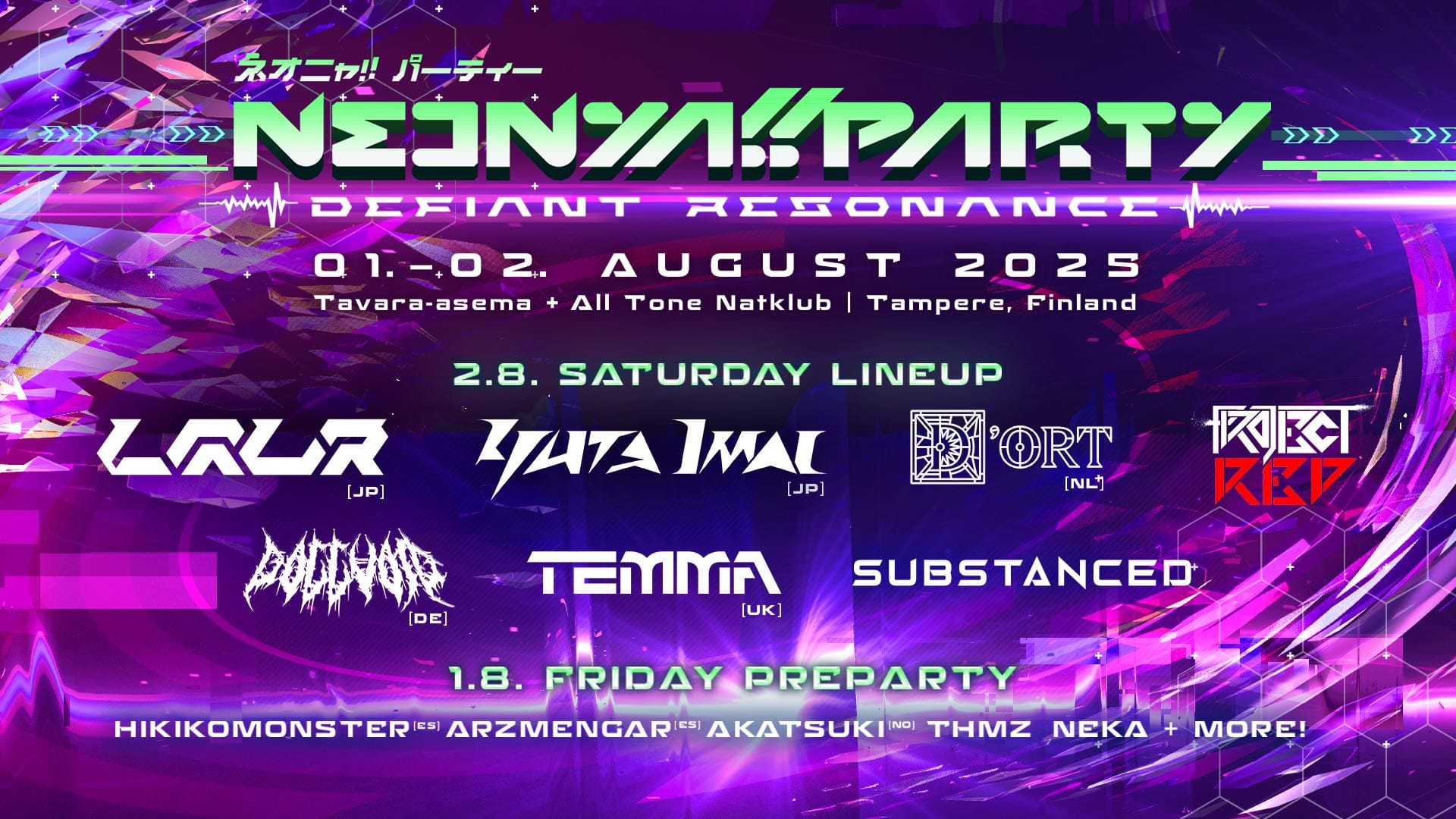 DEFIANT RESONANCE August 1st-2nd 2025 at Tavara-asema & All Tone Natklub, Tampere