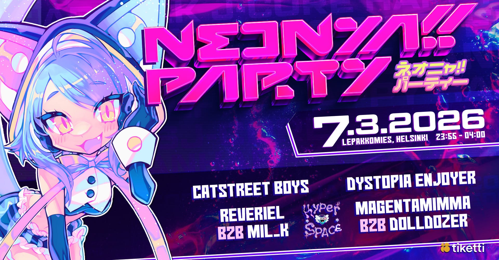 Neonya!! Party 7.3.2026 at Lepakkomies, Helsinki