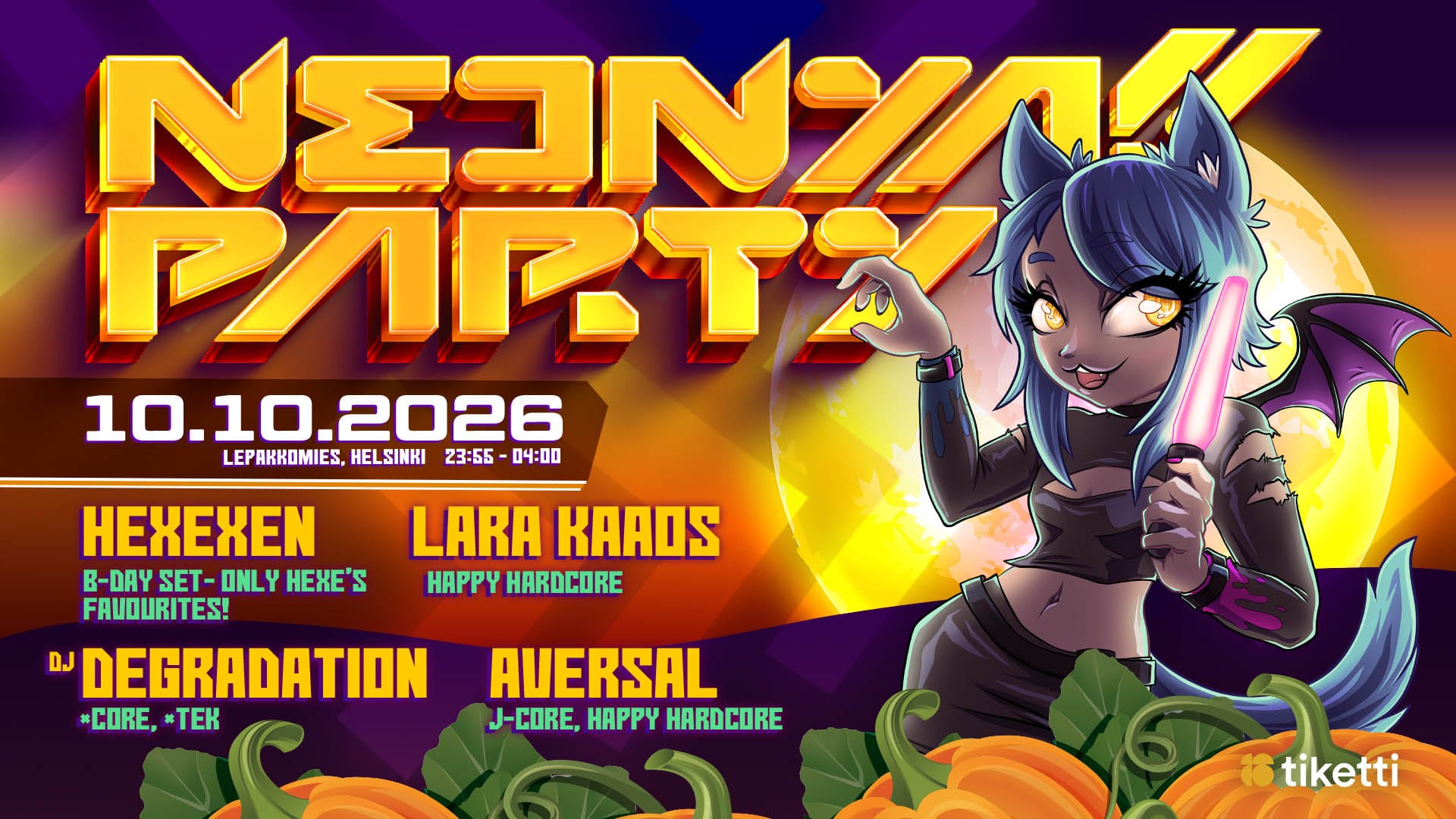 Neonya!! Party 10.10.2026 at Lepakkomies, Helsinki